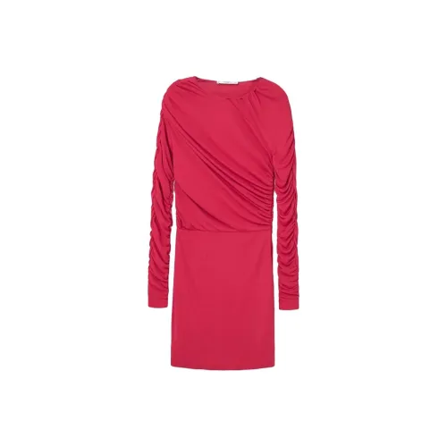 MANGO Длинное платье с длинными рукавами женское ярко-розовое