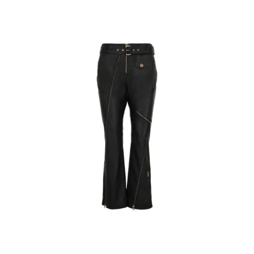 VERSACE Кожаные брюки женские черные