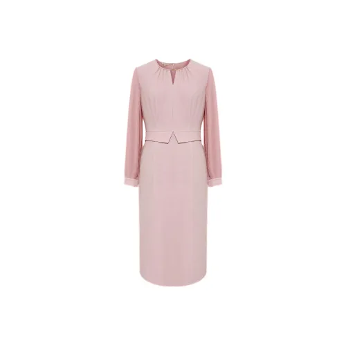 BBLLUUEE Длинный рукав Платье Женское Розовый