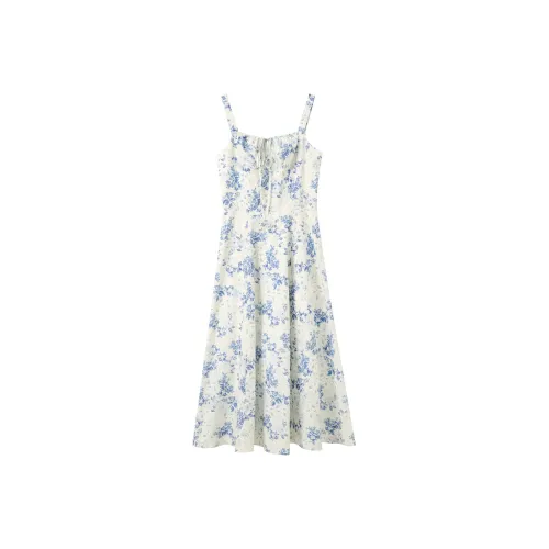 3COLOUR Юбка-платье Женское Небесно-голубой Цветочный