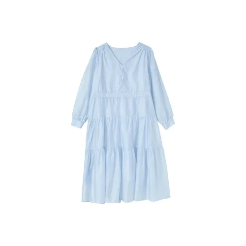 WESTLINK Длинное платье с длинными рукавами женское синее