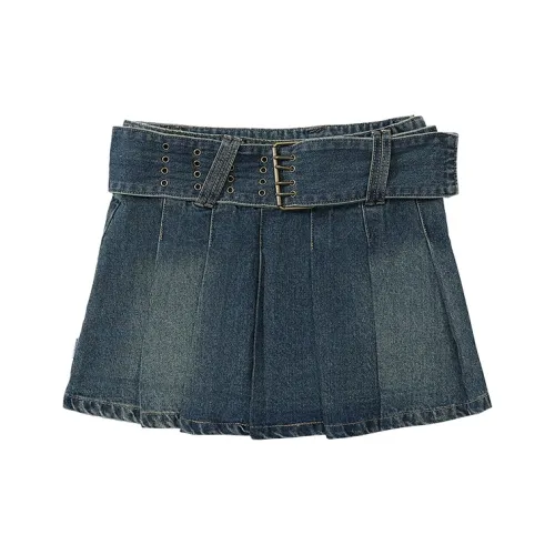 TURNTHETABLES Темно-синий Женские Джинсовые Короткие Юбки