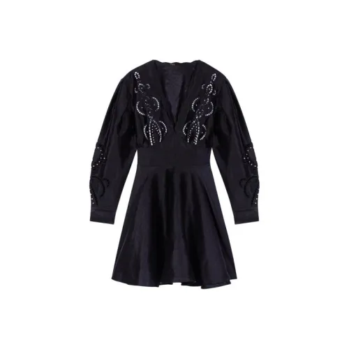 Maje Длинное платье с длинными рукавами женское черное