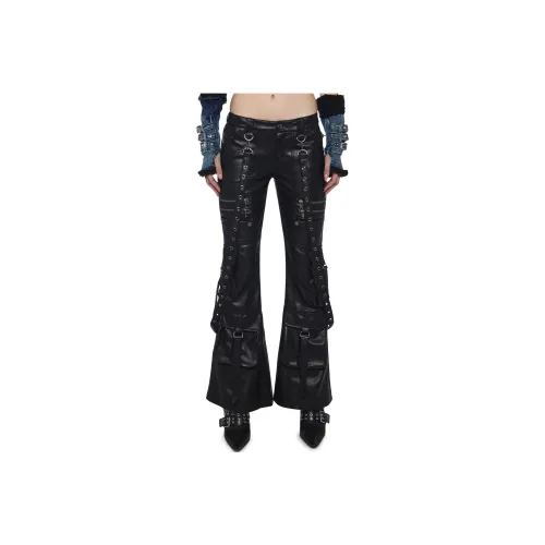 Dolls Kill Generation Kiss Aurora Cargo Jeans Women's Leather Black