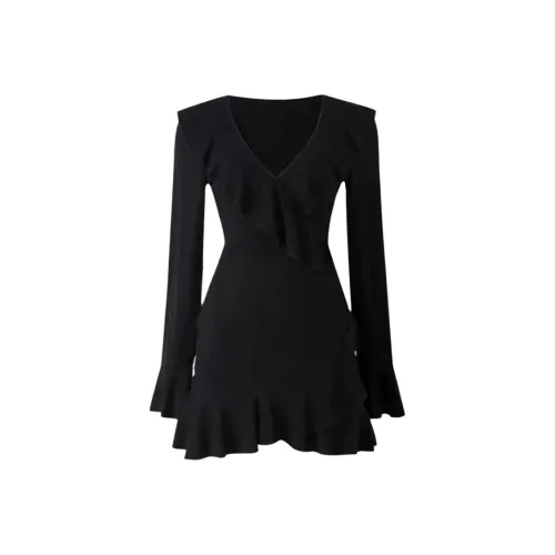 JOSR Длинное платье с длинными рукавами женское черное