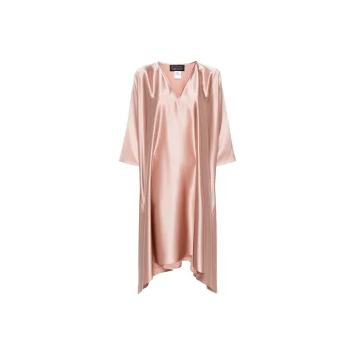 Gianluca Capannolo SS24 Длинное платье с длинными рукавами женское розовое