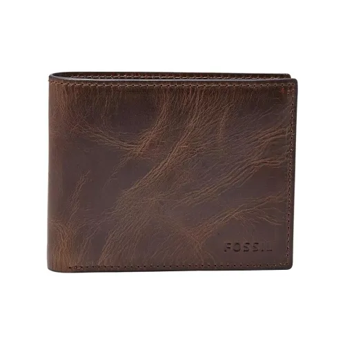 FOSSIL Кожа Кошелек Мужской Темно-коричневый