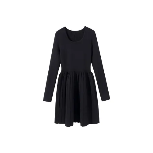 DX.DAXI Длинное платье с длинным рукавом женское черное