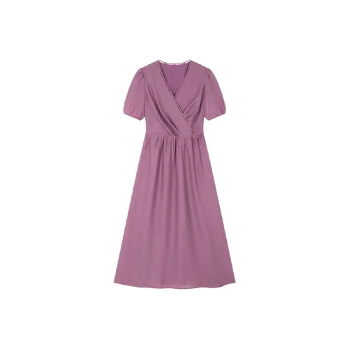 Mo Han Yi Mei Короткий рукав Платье Женское Виноградный фиолетовый