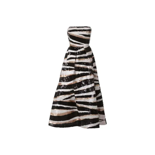 ELIE SAAB SS24 Без рукавов Платье Женское Черное Белое Золото