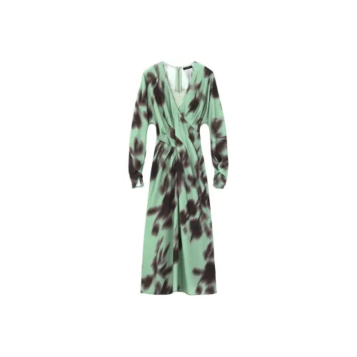 NINE WEST Длинное платье с длинными рукавами женское зеленое