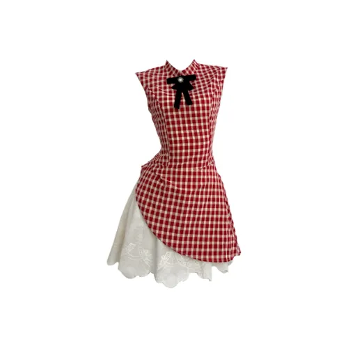 ONE PASS STUDIO Без рукавов Платье Женское Красное