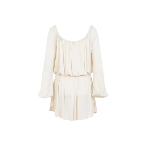 SAINT LAURENT Длинное платье с длинными рукавами женское бежевый