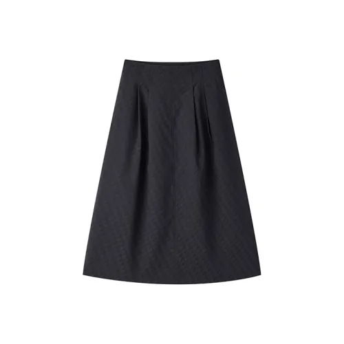 PEACEBIRD Черная Женская Повседневная Длинная Юбка
