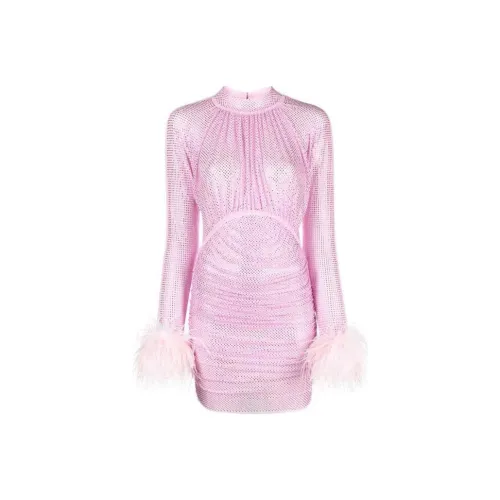 Self Портрет Длинный Sleeved Платье Женское Розовое