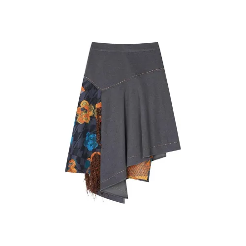 HOWL STUDIO Серый Женские Повседневные Длинные Юбки