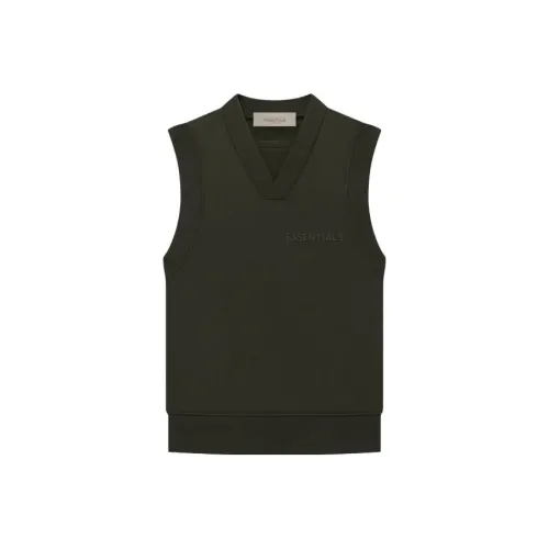Fear Of God Essentials SS23 WOMEN'S Пуловер V-Neck Жилет Off Черный Спортивный Жилет Женский Светло-Черный