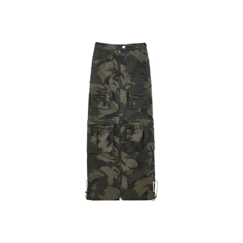 MLMR E05 Мшисто-зеленый Женские Повседневные Длинные Юбки