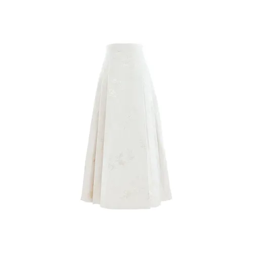 Blovelan Повседневный Длинный Юбка Женская Бежевый Золото