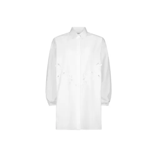 Dondup SS25 Длинное Платье с Длинными Рукавами Женское Белое