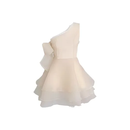 MO VOICE Slip Платье Женское Бежевый Абрикос