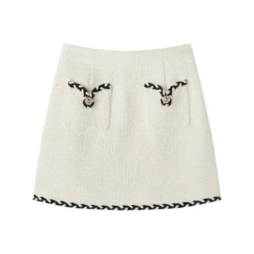 EICHITOO Повседневные короткие юбки Женские Экрю