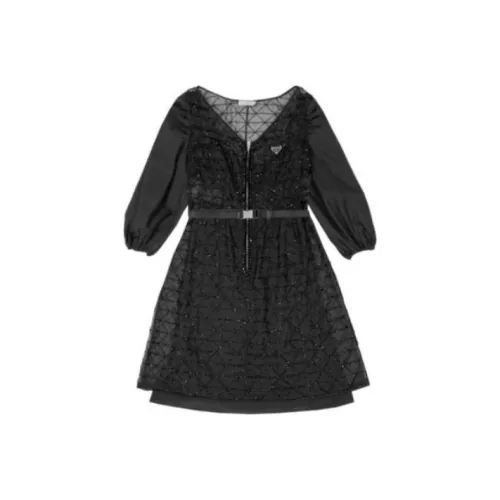 PRADA Длинное платье с длинными рукавами женское черное