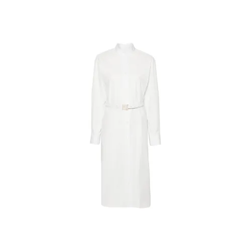 FENDI SS24 Длинное платье с длинными рукавами женское белое