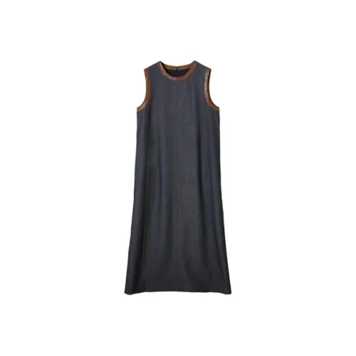 HERLAND Без рукавов Платье Женское Синее