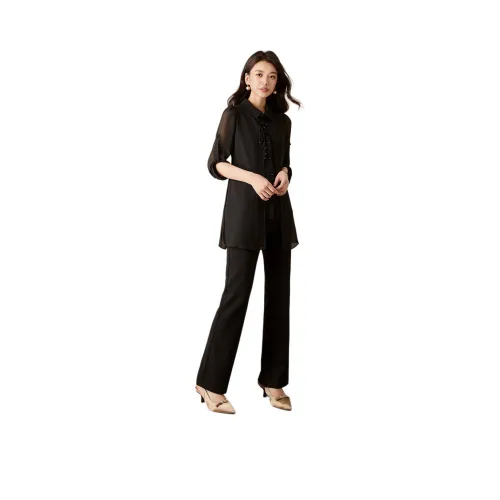 Mylan Spring Autumn Casual Suit Straight Fit Women's Black