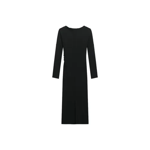 PLANE DRIFT Длинное платье с длинным рукавом женское черное