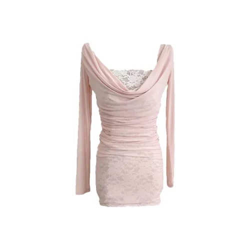 SYEEE WITH U Длинное платье с длинными рукавами женское розовое