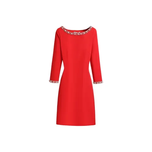 Silky Queen Длинное платье с длинными рукавами женское красное