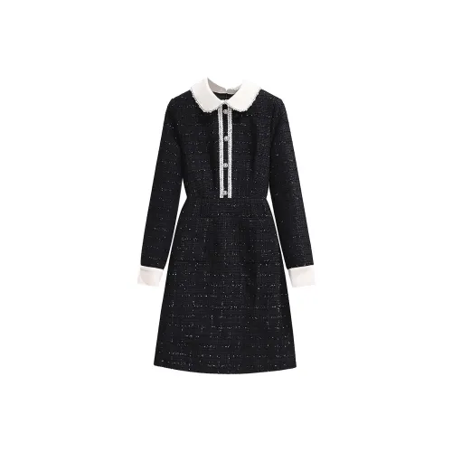 Silky Queen Длинное платье с длинными рукавами женское черное