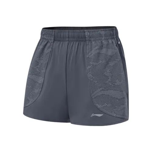 LINING Running Collection Эбеново-черный Отражающий серебристый Принт Женские Спортивные шорты