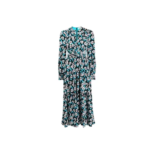 DVF Diane Von Furstenberg SS24 Длинное платье с длинными рукавами женское многоцветное