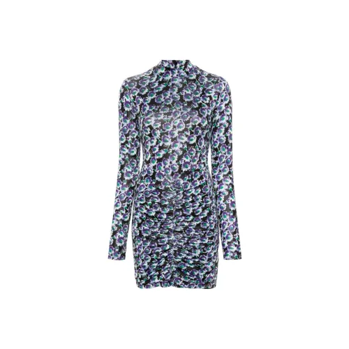 Rotate Длинное платье с длинными рукавами женское синее