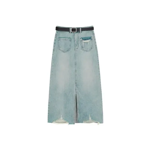 VEGA CHANG Ностальгический синий Женские Повседневные длинные юбки