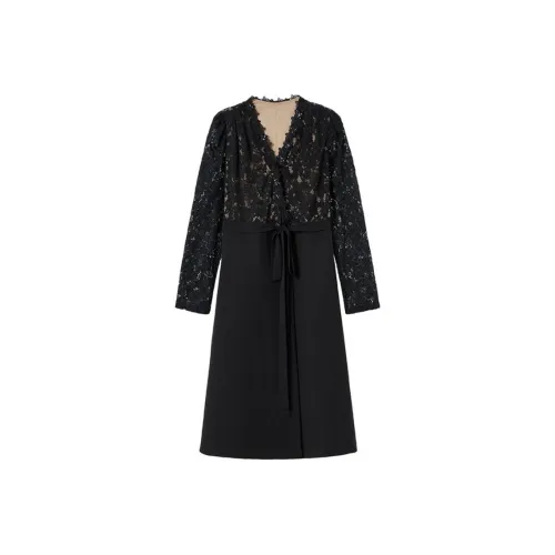 NINE WEST Длинное платье с длинными рукавами женское черное