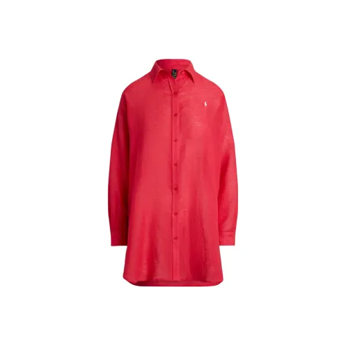 Polo Ralph Lauren Длинное платье с длинными рукавами женское кораллово-красное