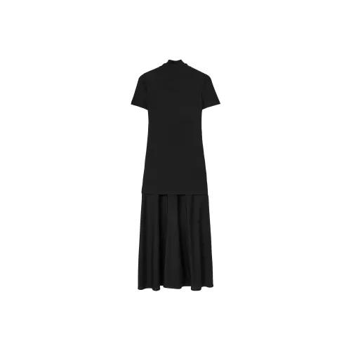 JIL SANDER Черное Женское Короткое Платье с Рукавами