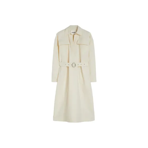 JIL SANDER Светло-бежевое Женское Длинное Платье с Рукавами