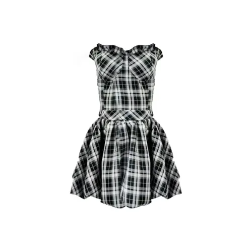 SCCREBEL OFFICIAL Без рукавов Платье Женское Черная Клетка