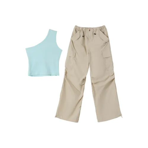 ONE PASS STUDIO Повседневный костюм женский синий + светло-коричневый