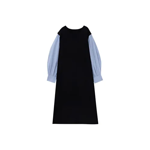 HeartyBite Длинное платье с длинным рукавом женское черное