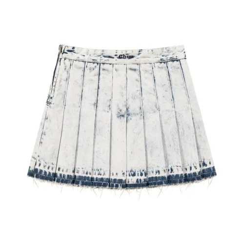 CHUU Светло-синий деним Женские Повседневные короткие юбки