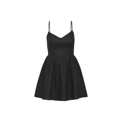 ARITZIA WILFRED Influence Linen Mini Dress Slip Dress Women's Black