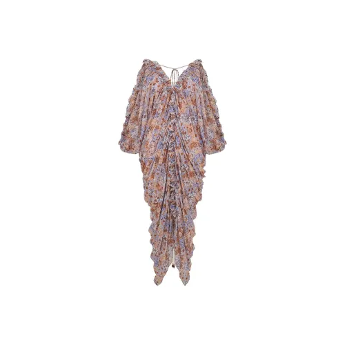 Zimmermann Длинное платье с длинными рукавами женское смешанный цвет