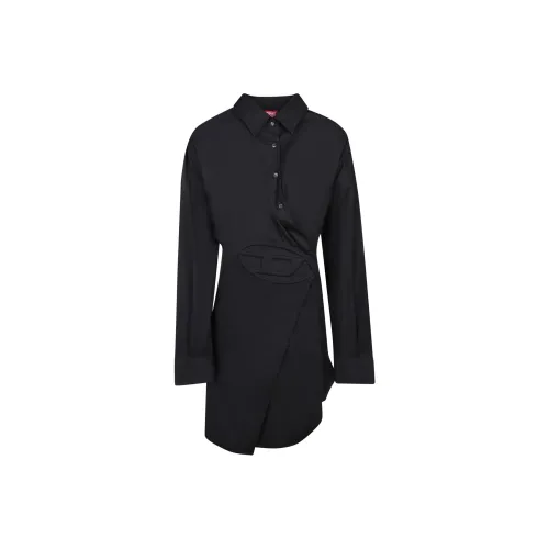 DIESEL Длинное платье с длинными рукавами женское черное