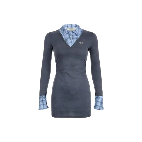 KKX Длинное платье с длинными рукавами женское серое